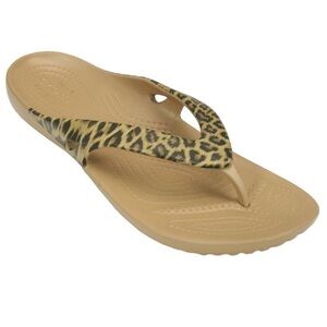 Crocs Kadee II leopard print thong flip flops sandals women’s size 8
